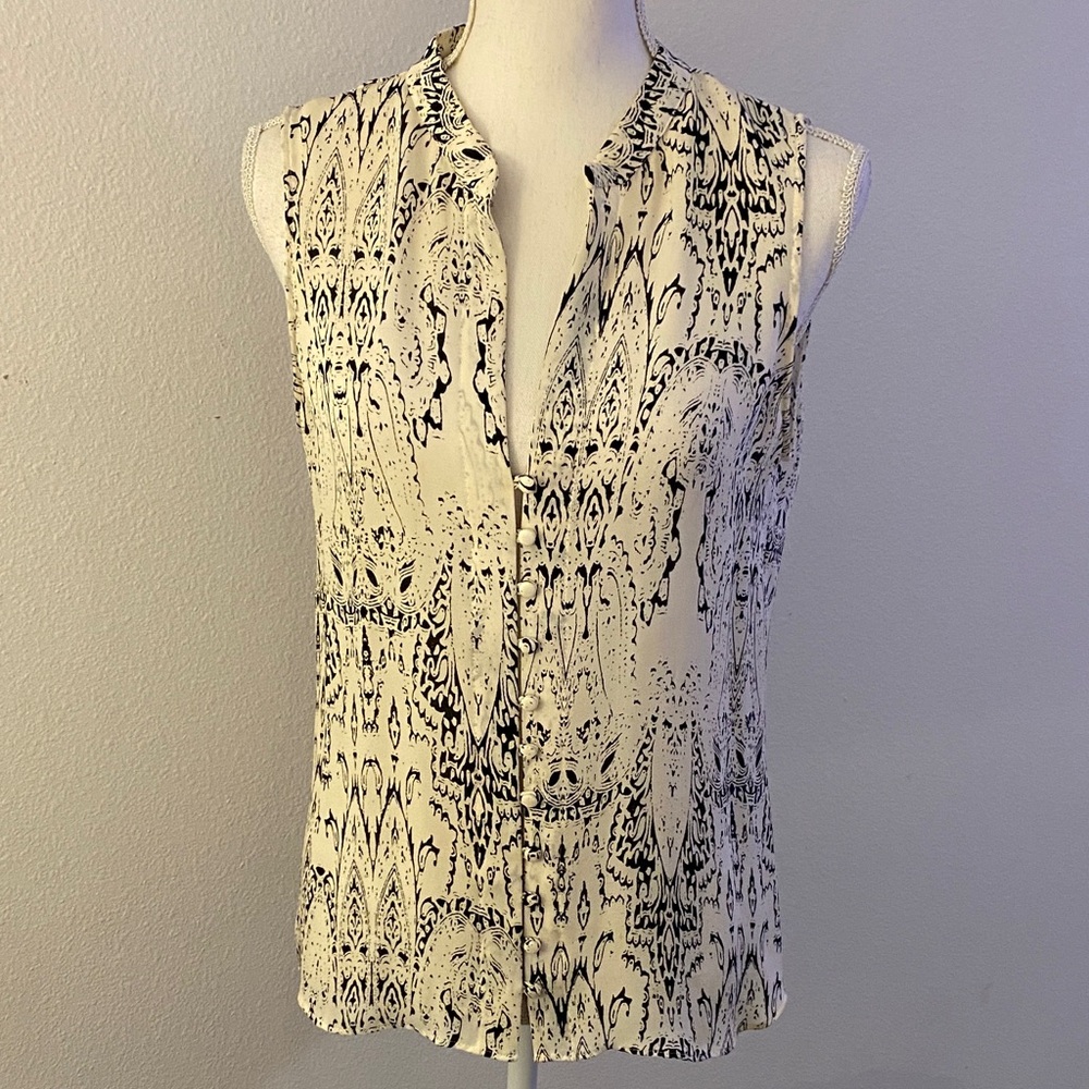 Parker Black and Cream Patterned Blouse